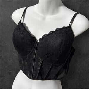 Y2K Style goth grunge Corset Bra Top, back ribbon closure, size L, 15” ptp